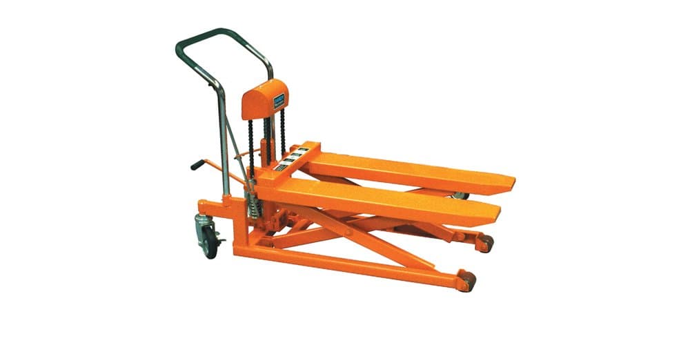 Southworth Products F-500L Dandy Manual Scissor Lift Cart, Foot Pump, 1100 lb. Capacity, 19.7" x 37.1" Fork Blades