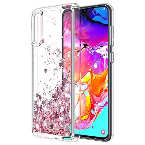 Samsung Galaxy A70 Case, Rosebono Quicksand Glitter Sparkly Bling Liquid Shiny Clear Soft TPU Bumper Protective Cover for Samsung Galaxy A70 (Pink)