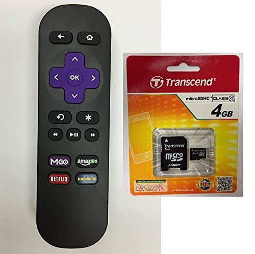 Amaz247® ARC11 Replacement Remote for Roku 1, Roku 2, Roku 3 (Hd, Lt, Xs, Xd) and MLK247 Player; Plus One (1) Free 4gb Microsd Card; Do Not Support Roku Stick or Roku TV or MLK247 TV