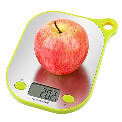 METTY ai cok Kitchen Scale 11lbs/5kg with Tare, Stainless Steel Plate, Hanger Style Digital Food Scale Weight Watcher Measuring Scale