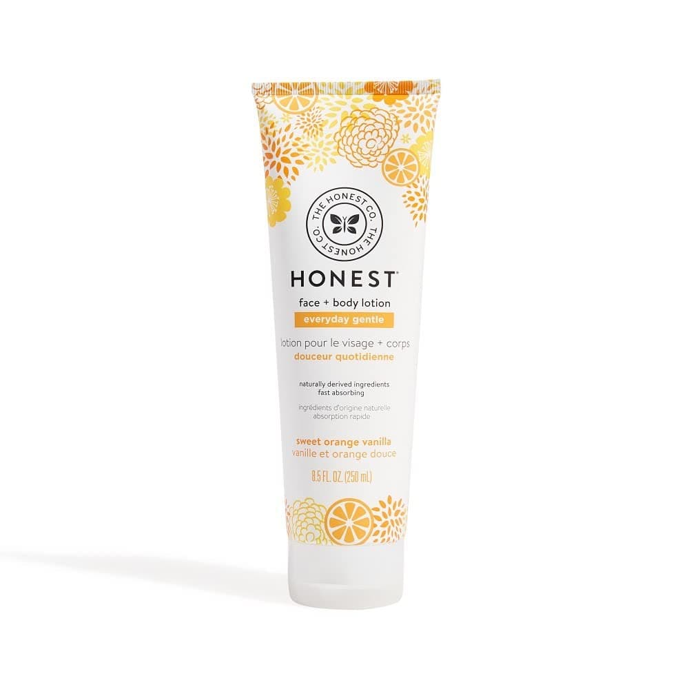 Honest Perfectly Gentle Sweet Orange Vanilla Face and Body Lotion with Naturally Derived Botanicals, Orange Vanilla, 8.5 Fluid Ounce