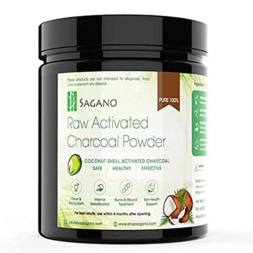 Activated Charcoal Powder 5oz by Sagano - Food Grade Coconut Charcoal Toothpaste, Natural Teeth Whitening Solution, Body Detox, Skin Cleanser, DIY Peel Off Mask, Blackead Remover – 3-6 Months