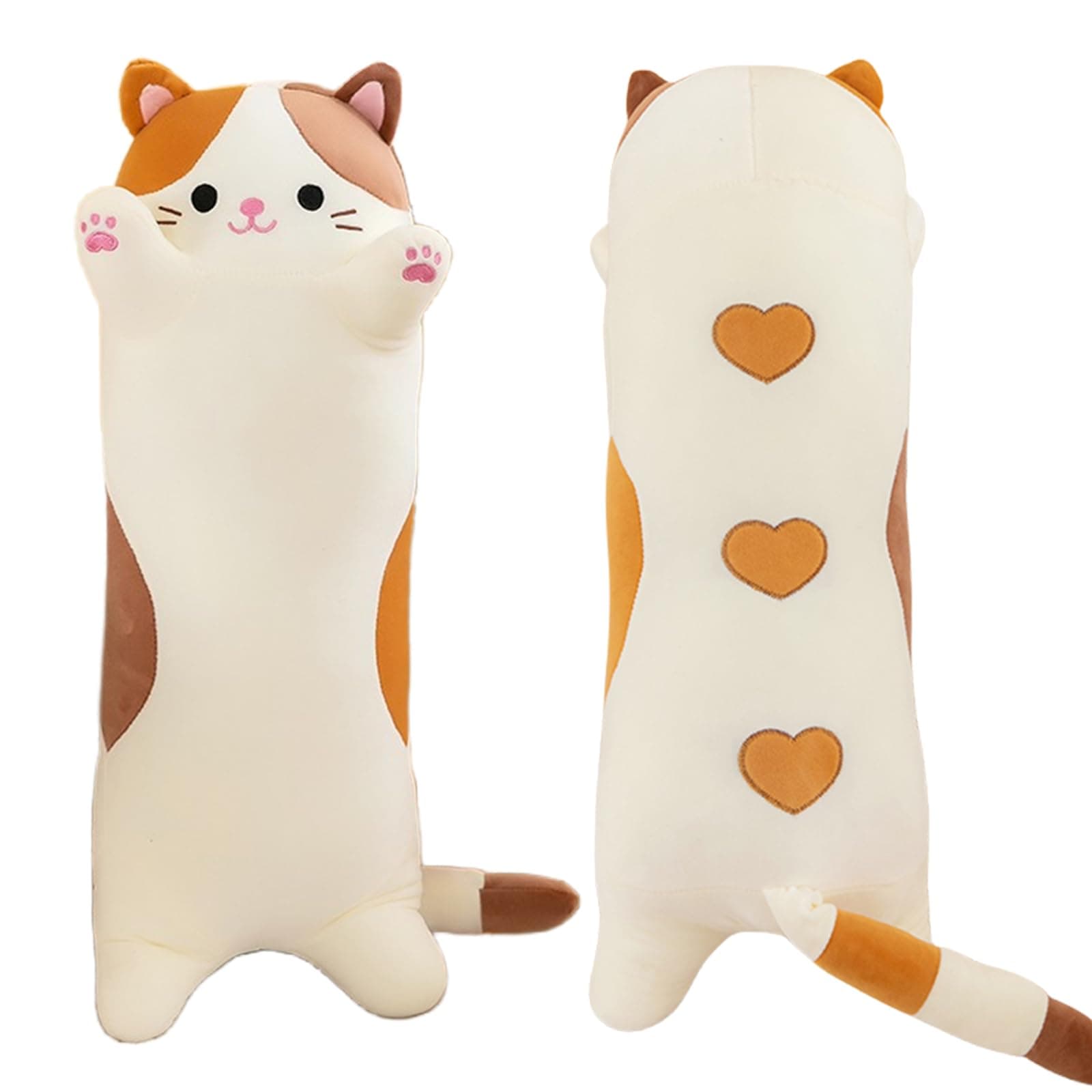 AMOZO Long Cat Plush Pillows, Cute Cat Stuffed Animal Kitten Soft Huggable Cat Plush Toys Pillow for Kids and Adults, 1pcs, 70cm/ New Beige