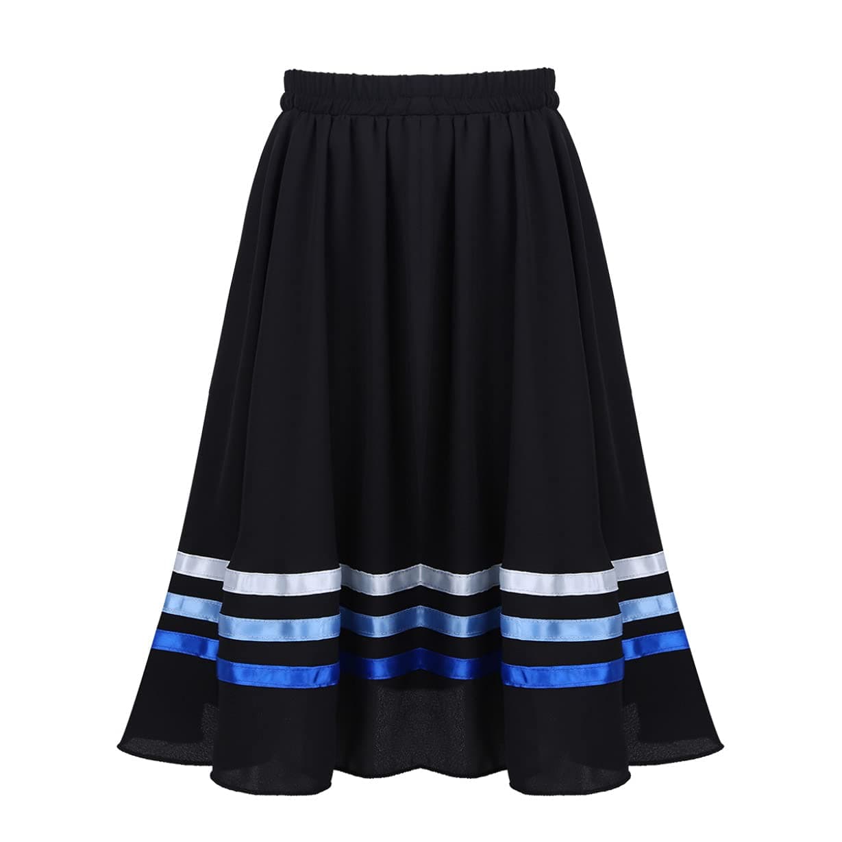 Freebily School Girls Uniform Ballet Character Dance Skirt Elastic Waist Full Circle Ribbons Decorated Ballerina RAD Skirt