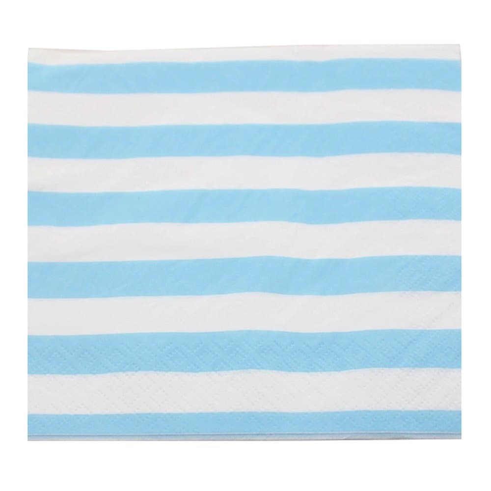 YouMeBest Biodegradable Striped Paper Beverage Napkins,Blue, 100 Count