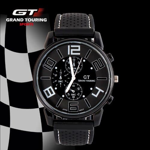 GT Furious Racing Sport Watch Military Pilot Aviator Army Style Black Silicone Faddish F1 Men's Watches
