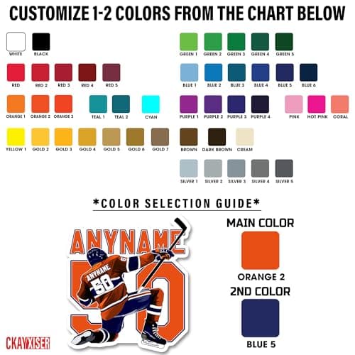 Custom Ice Hockey Decal Stickers Personalized Hockey Name Number Player Stickers Team Sport Waterproof Die-Cut Vinyl Laptop Sticker, Water Bottle Sticker, Funny Car Birthday Gifts for Her Him