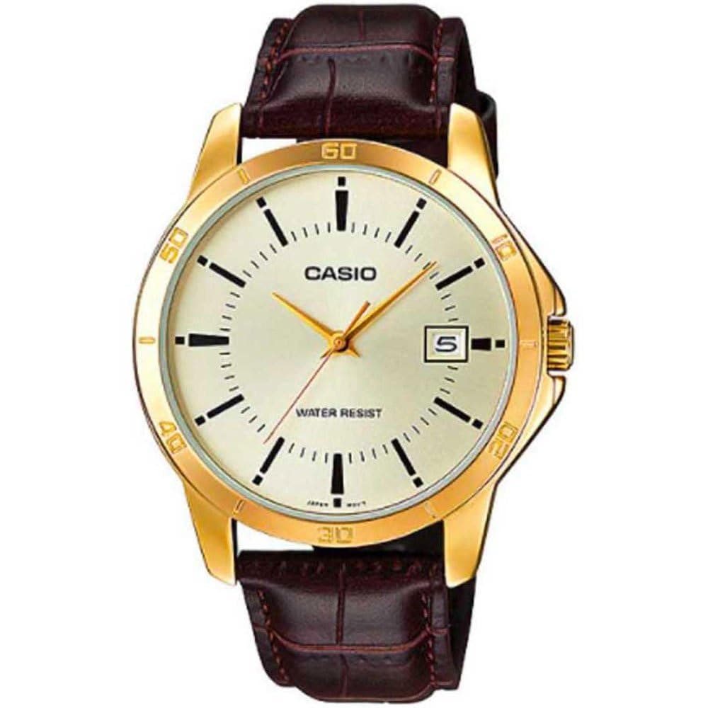Watch with Japanese Quartz Movement MTP-V004GL-9A 40 mm, Gold, 47×41.5×8.3mm, Quartz Watch