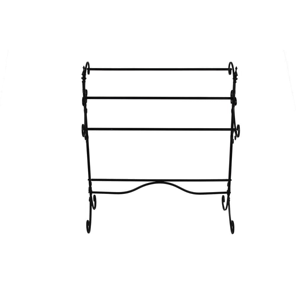 Benjara Spacious Metal Blanket Rack With Three Bars, Black