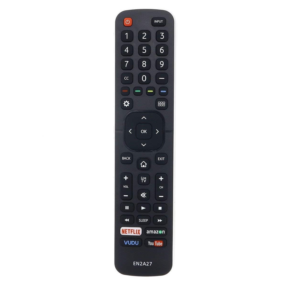 INCOGOLD EN2A27 Remote Control Compatible with Hisense LED HDTV TV EN-2A27 40H5B 55H6B 50H7GB 43H6C 43H6D 50H6C 50H6D 55H6C 55H6D 65H6C 65H6D Netflix Vudu YouTube