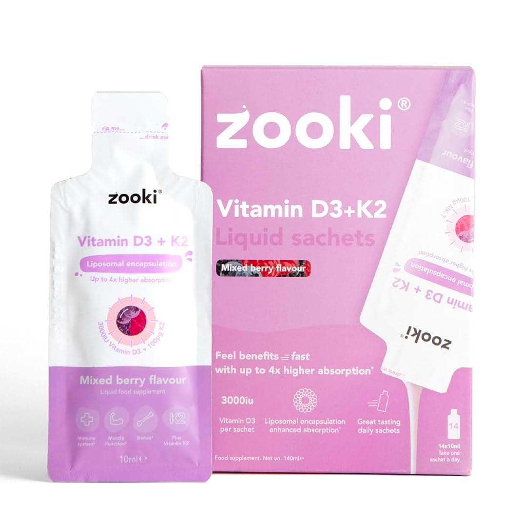 Liposomal Vitamin D3 + K2 3000IU Liquid Sachets, High Strength Vitamin D Supplements, Immune, Bone & Muscle Support, Vegan D3 and K2 Vitamin (Mixed Berry Flavour, 14 Servings)
