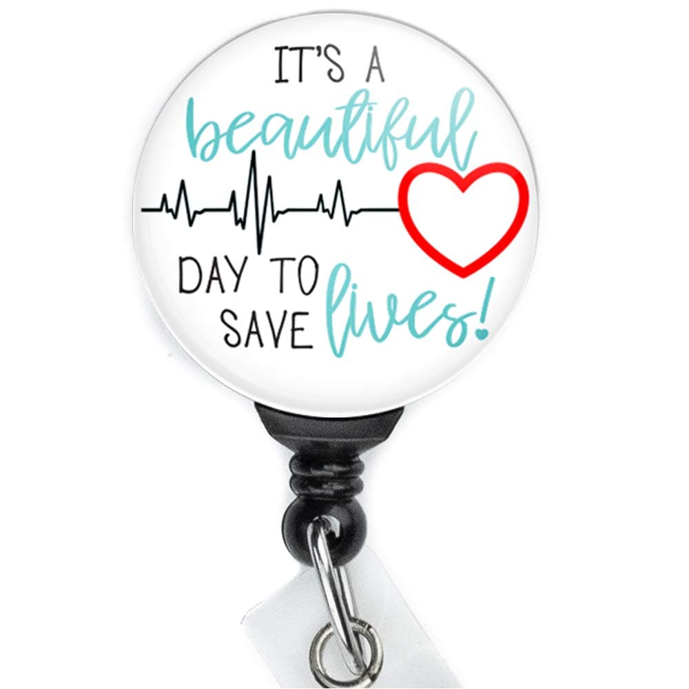 Limeloot It's a Beautiful Day to Save Lives Retractable Badge Reel with Swing Clip and 36 Inch Cord