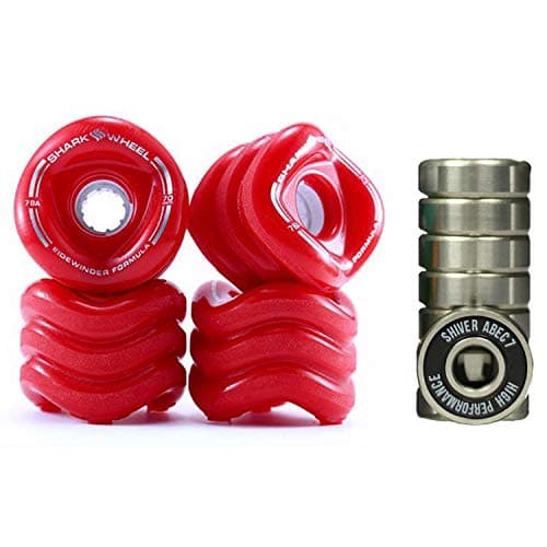 Shark Wheel California Roll 60mm 78A Wheels, Red + Shiver Abec 7 Bearings
