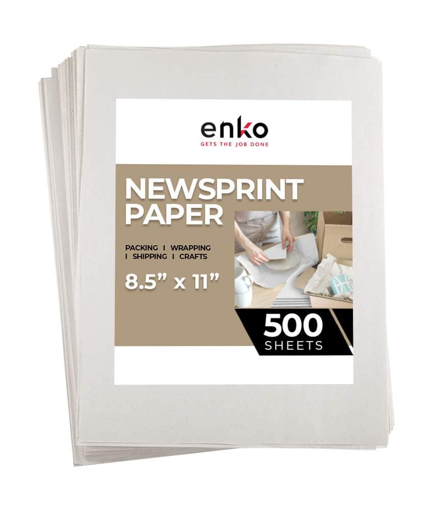 enKo - Newsprint Drawing/Sketch/Packing/Moving Paper Sheets (500 Sheets, 8.5 x 11 Inch)
