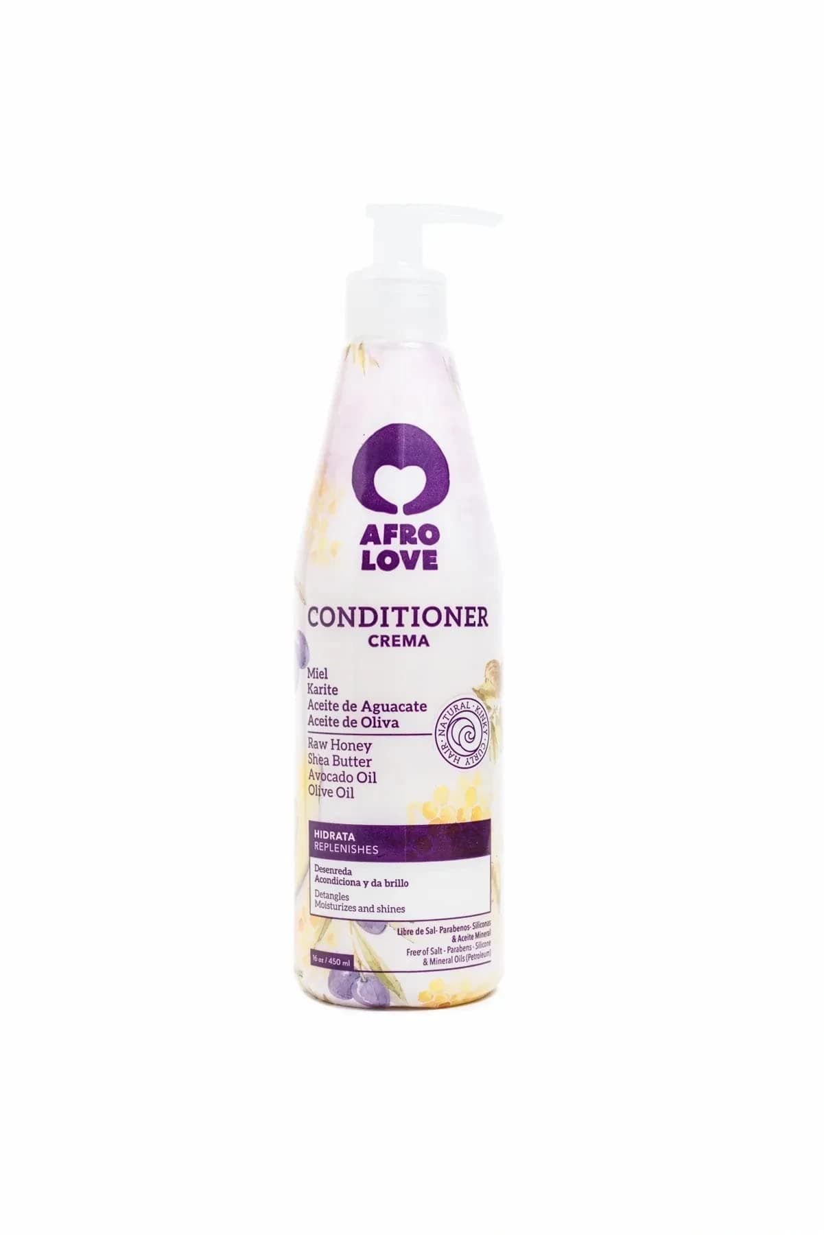 Afro Love Conditioner for Curly Hair, Deep Moisturizing & Frizz Control, Hydrating Conditioner with Raw Honey, Shea Butter, Avocado Oil & Olive Oil – Sulfate-Free, Paraben-Free, Silicone-Free, 16 oz