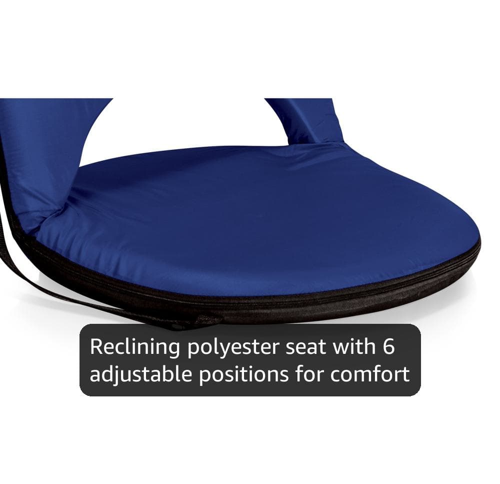 Oniva Portable Reclining Stadium Seat with Back Support, Folding Bleacher Chairs with Back and Cushion, Thick Padded Bench Seat and Armrest, Includes Six Backrest Positions