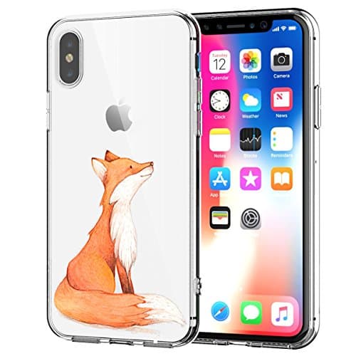 AIsoar Compatible/Replacement fit Case iPhone Xs Max TPU Soft Flower Printed Cute Silicone Anti-Shock Non-Slip Sweatproof Gel Bumper Clear Cute Cartoon Patterns Protective Ultra Slim (Fox)