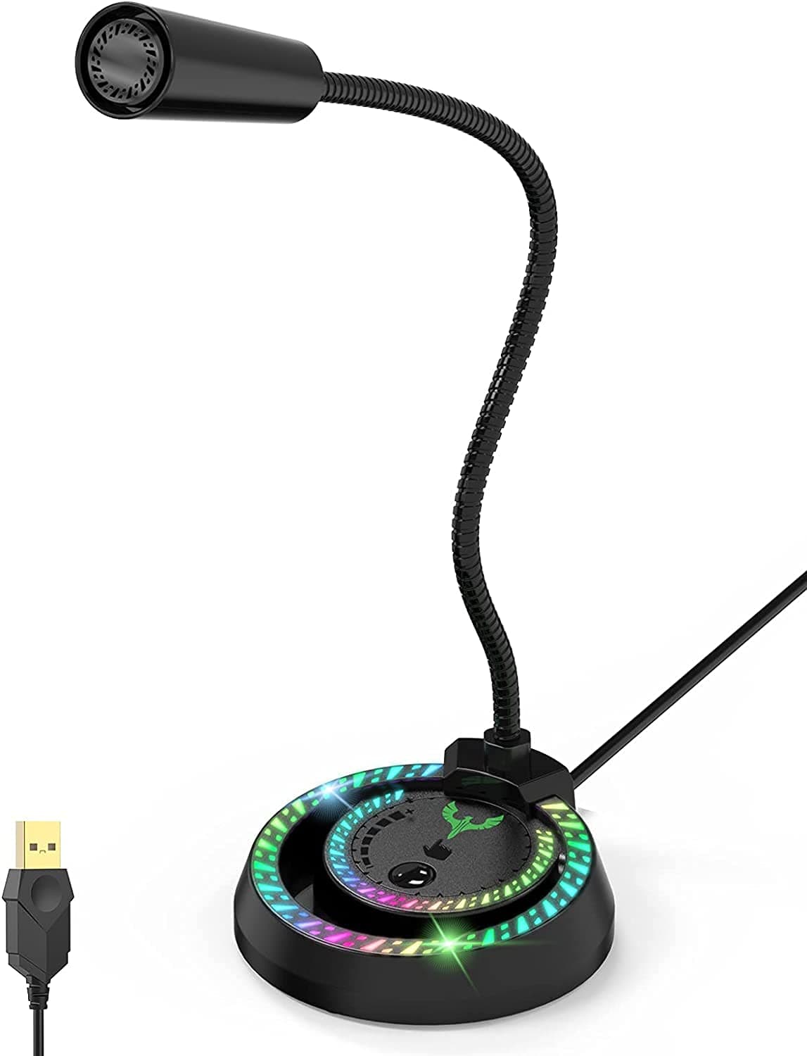 Blade Hawks Computer Microphone USB, PC Microphone with Mute Button, Plug and Play RGB Gaming Microphone, Compatible with PC, Laptop, Mac, Desktop Microphone for Youtube, Skype,Recording