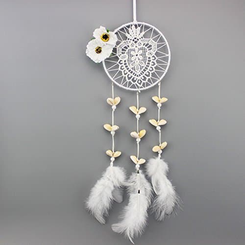 HuiJv 4.7×15.7inch Shells Dream Catcher Handmade Circular Net With feathers Wall Hanging kitchen Decoration Decor Ornament Craft
