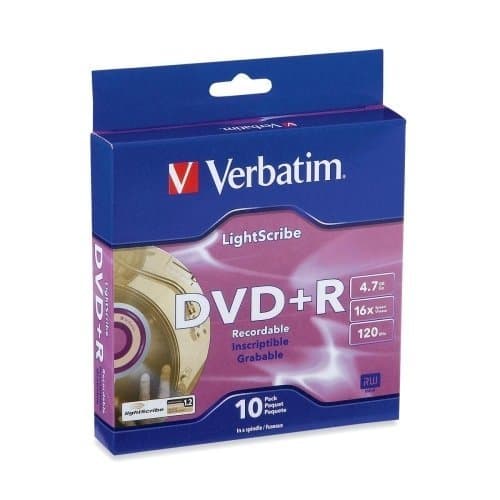 Verbatim DVD+R 4.7GB 16X LightScribe 10Pk Spindle Box 4.7GB DVD+R 10pcs - DVD+RW virgin (4.7 GB, DVD+R 120 mm, 10 pc(s), Axle)