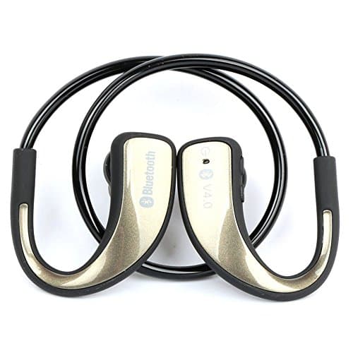 Bluetooth Headphones, QIRG Noise Cancelling Wireless Sport Headphones with Microphone; Sport Running Gym Exercise Stereo Headsets,In-Ear Buds, Sweatproof and Shockproof runner headsets (Glod)