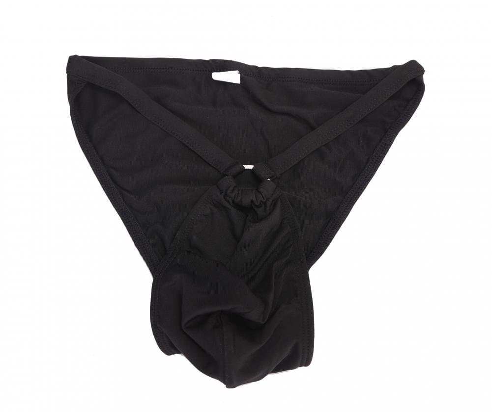 Black Sexy Men Low Rise Pouch Underwear Briefs G-string Thong T-back Swim Wear Large, Black