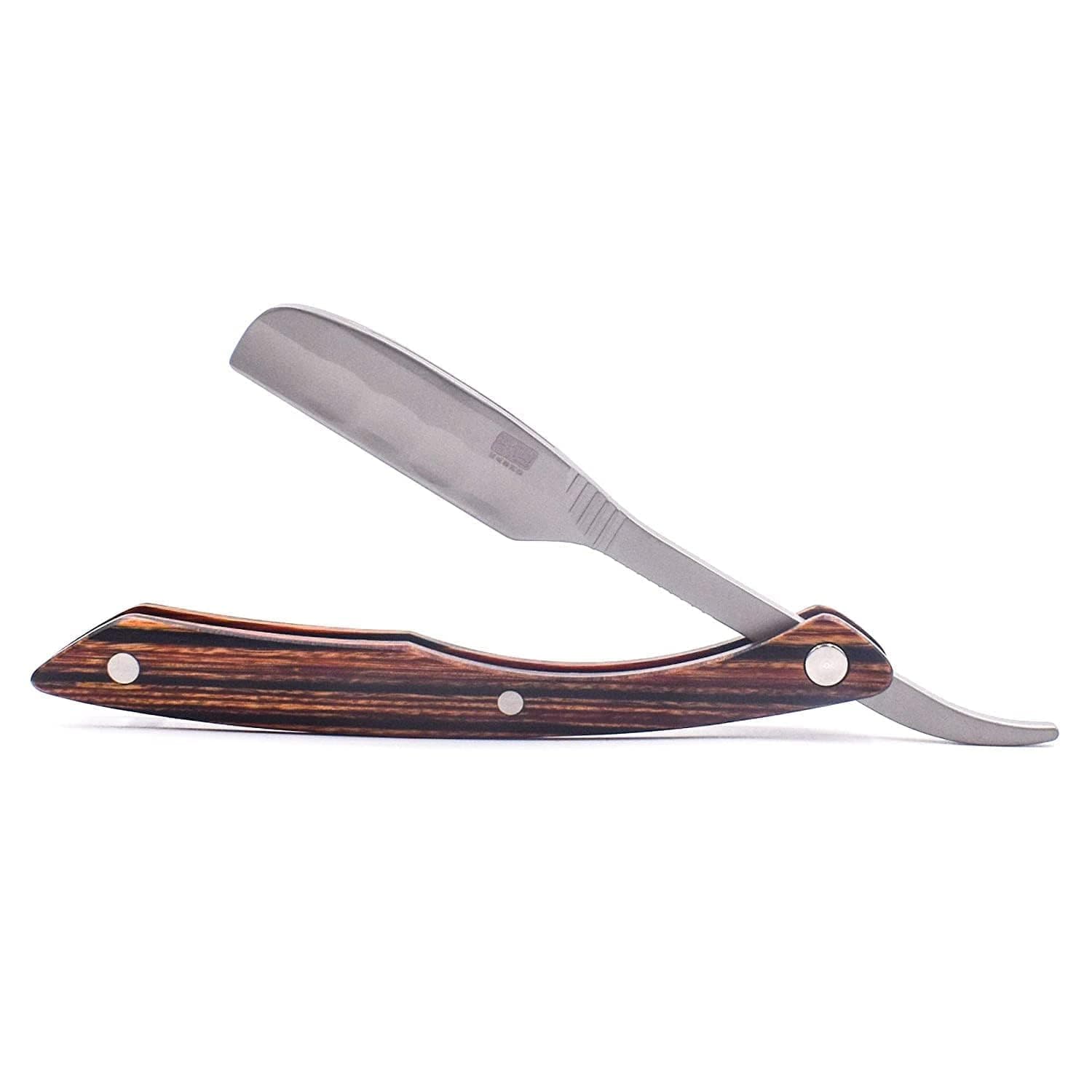 Kai Kasho Captain Woody Professional Folding Straight Edge Barbering Razor with Leather Case, Compatible with Feather Artist Club and Kai Captain Blades, 20 Kai Captain Titan Blades Included