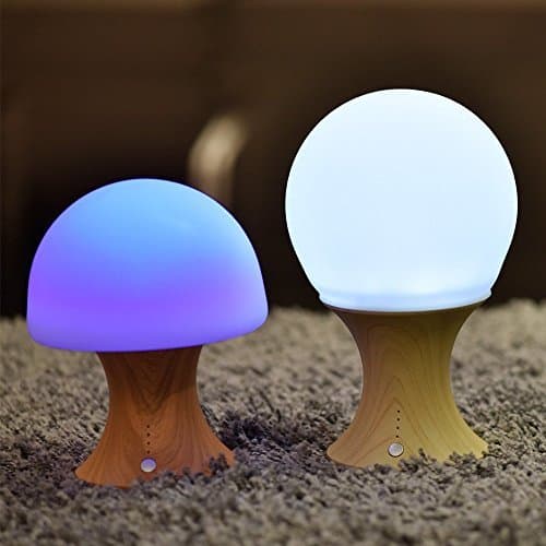 Multicolor Night Light SUMBAY Silicone Nursery Mushroom Children Nightlight Dimmable Timer Mood Lamp with Warm White & 7 Colorful Light Modes, USB Rechargeable Table Lamp for Bedroom
