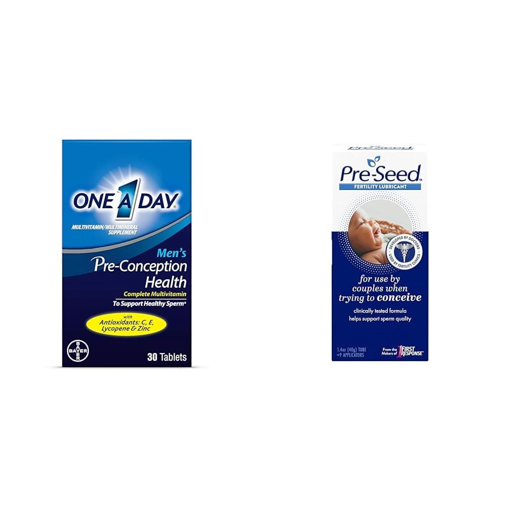 ONE A DAY Men's Pre-Conception Health Multivitamin to Support Healthy Sperm & Pre-Seed Fertility Lubricant, for Use by Couples Trying to Conceive