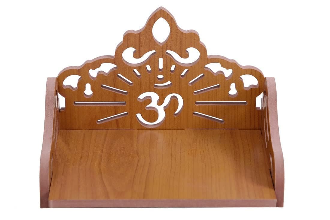 Jecrina Wooden Singhasan Temple for God | Art and Craft Beautiful Plywood Hindola Type Mandir | Wall Hanging & Table Top Temple (Brown)