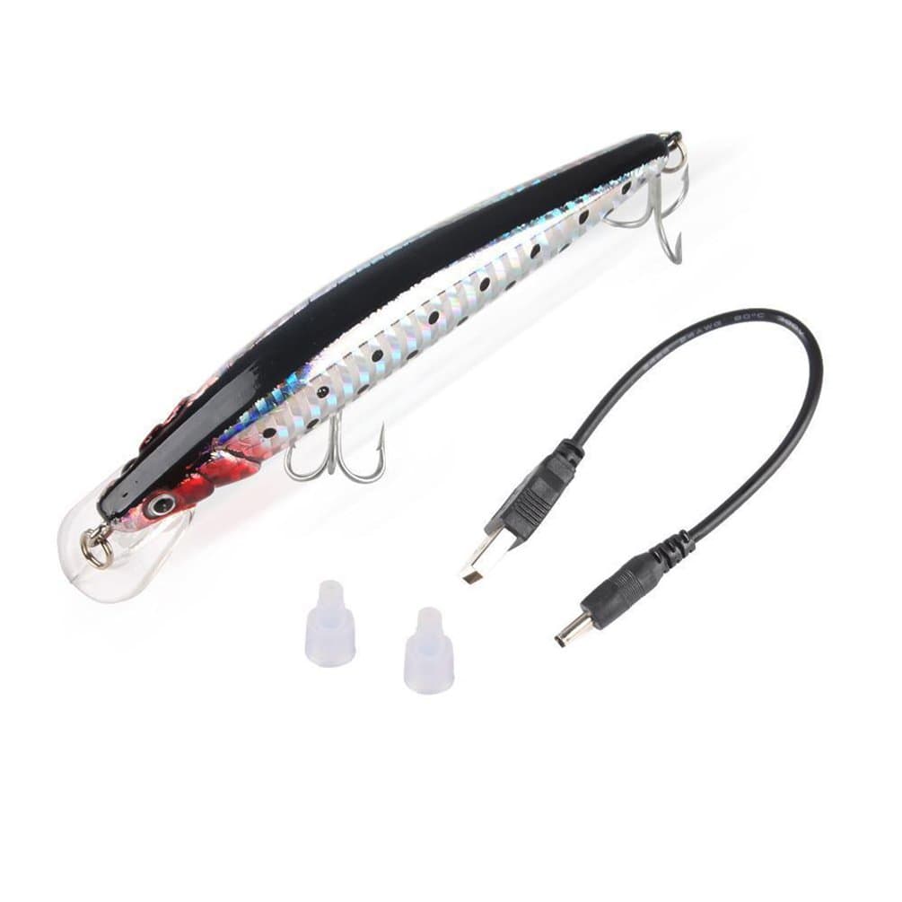 USB Rechargeable Fishing Lures, Baits, Twitching Lure,Electric Wobbler LED Light Fishing Lures Crank Bait