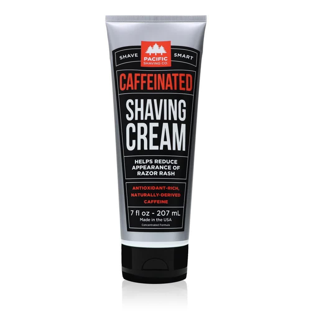 Pacific Shaving Company Caffeinated Shaving Cream - Shea Butter + Spearmint Antioxidant Shaving Cream with Caffeine - Vegan Formula for a Hydrating, Redness Reducing + Irritation Free Shave (7 Oz)