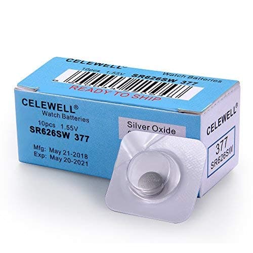 【5-Year Warranty】 CELEWELL 10 Pack SR626SW 377 AG4 LR626 Watch Battery 1.55V 20% Silver Oxide Button Cell for Calculator Toy Children Book