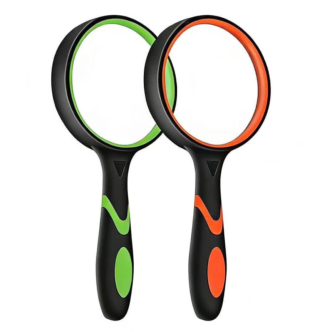 2 Pack 75mm 10X Handheld Magnifying Glass,Rubber Reading Magnifier for Kids Seniors, Suitable for Hobbies and Science