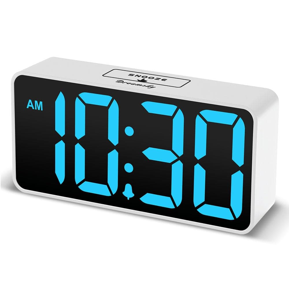 Small Digital Alarm Clock for Bedroom, Large Big Numbers Display with Brightness Dimmer, Electric Bedside Desk Clock with USB Charging Port, Adjustable Alarm Volume, USB-C Adapter Powered