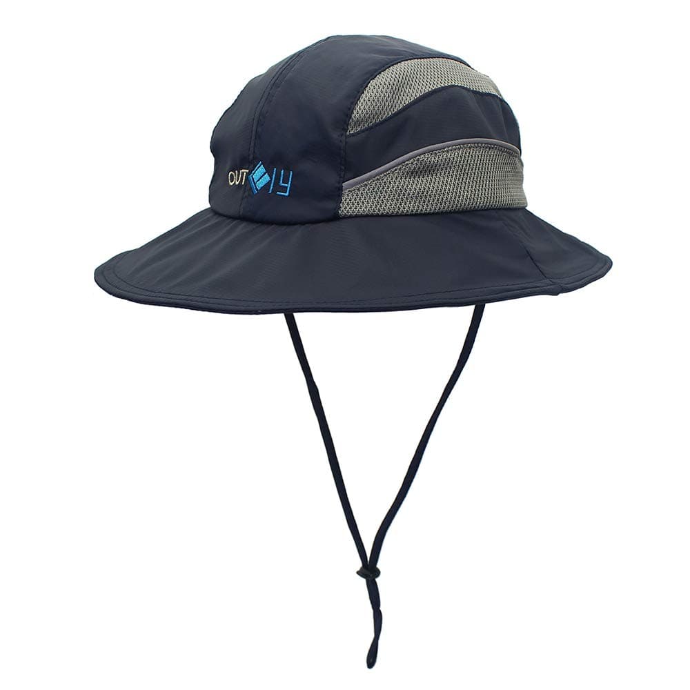 FayTop Summer Sun Hat Boonie Hat Outdoor Cap Adjustable Fishing Hat Bucket Hats Hiking Hat for Men Women B12084-Dark Blue