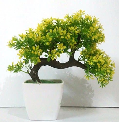 Artificial Bonsai Tree with Pot (Green And Yellow)