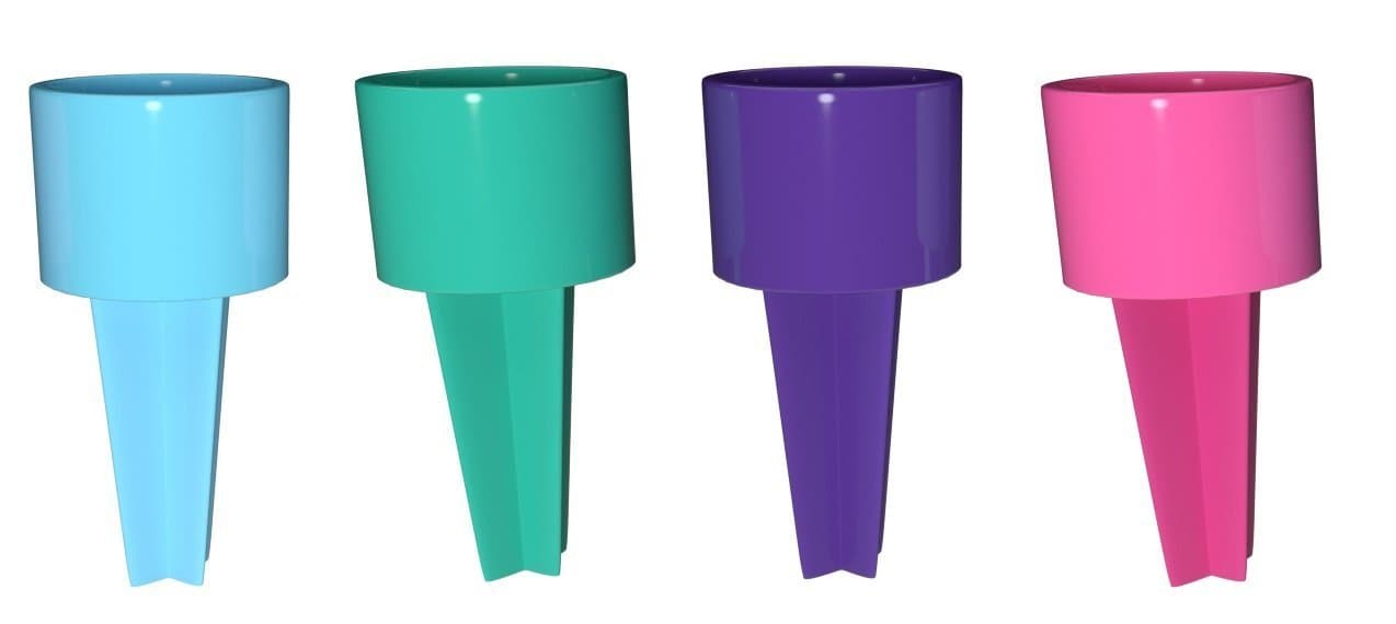 SPIKER Set of 4 Plastic Beach Beverage Sand Cup Holders (Blueberry, Teal, Purple, Hot Pink)