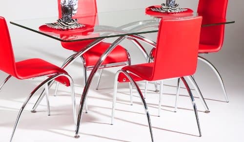 Chintaly Elaine Glass Dining Table in Chrome