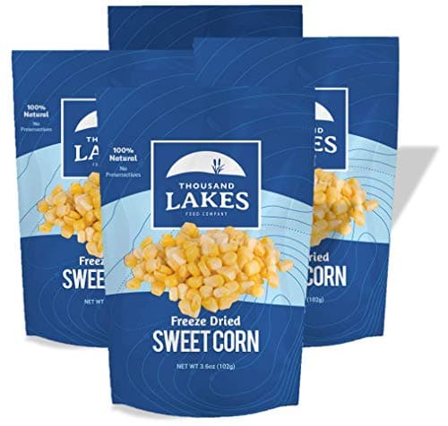 Thousand Lakes Freeze Dried Fruits and Vegetables - Sweet Corn 4-pack 3.6 ounces (14.4 ounces total) | 100% Whole Sweet Corn Kernels | No Added Sugar or Salt