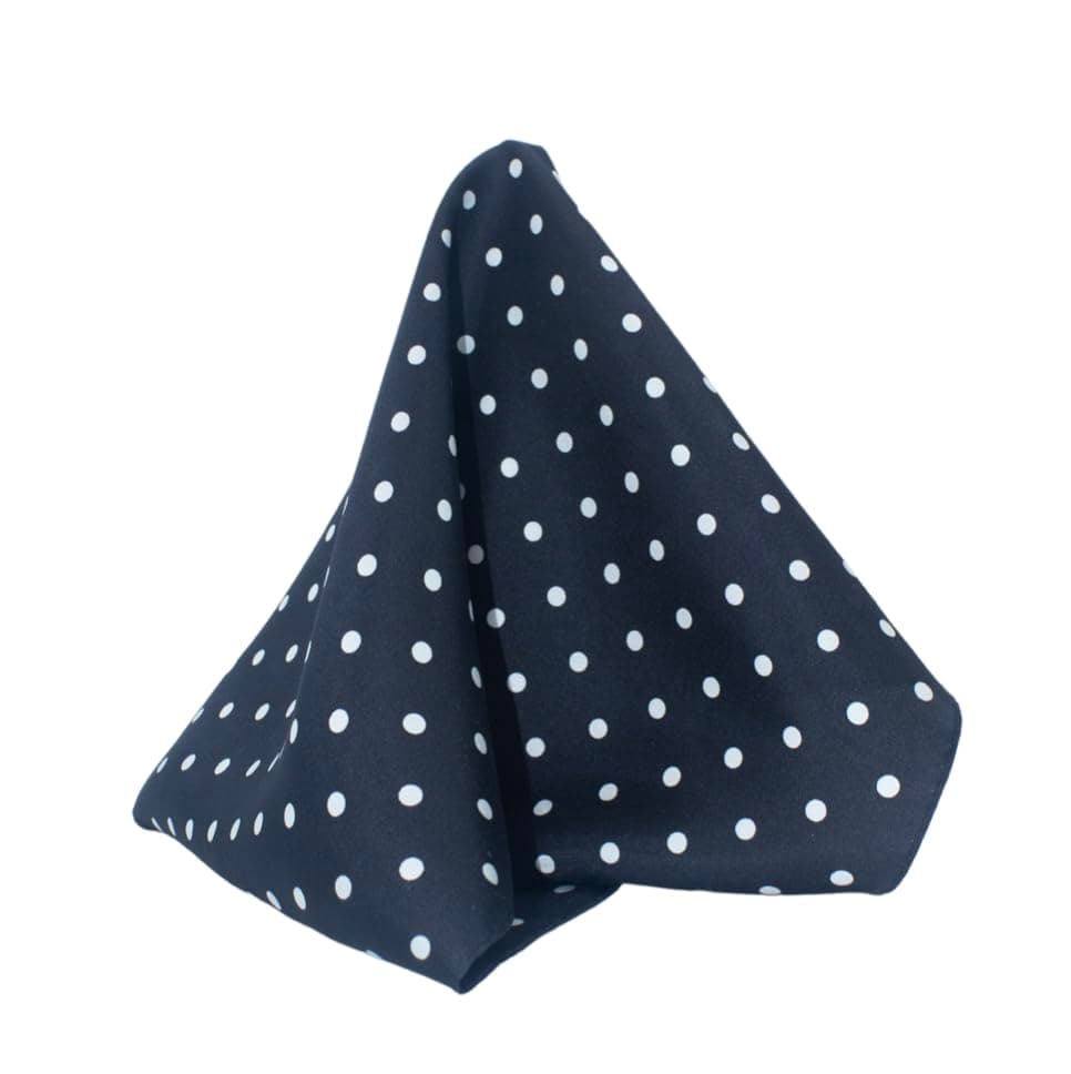 Black Polka Dot Silk Pocket Square 100% Silk - Full-Sized 16"x16"