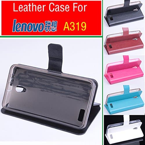 free shipping Lenovo A319 case cover With Wallet , Good Quality Leather Case + hard Back cover For Lenovo A 319 cellphone --- Color:Rose