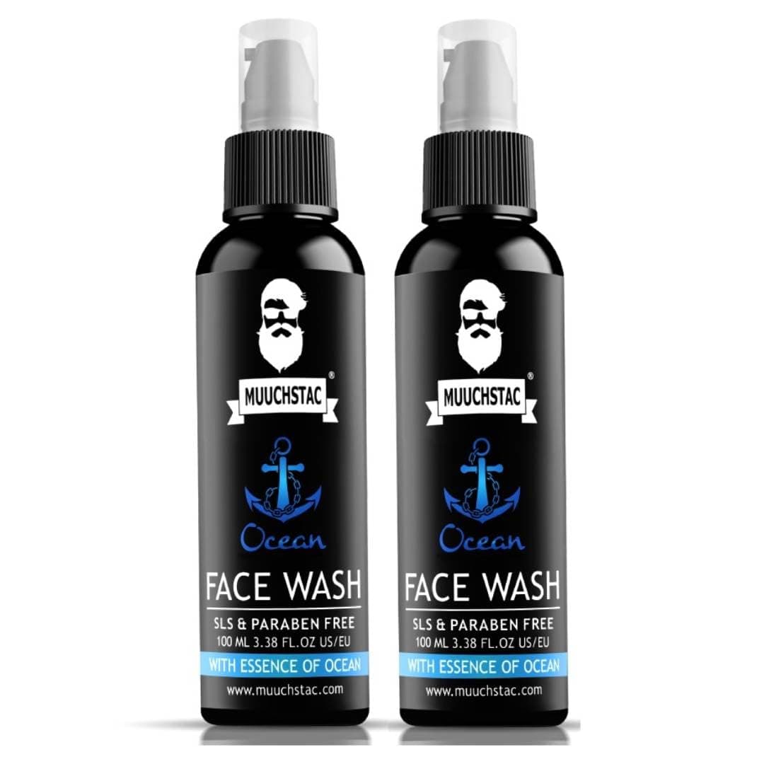 Ocean Face Wash for Men | Fight Acne & Pimples, Brighten Skin, Clears Dirt, Oil Control, Refreshing Feel - Multi-Action Formula (100ml (Pack Of 2))