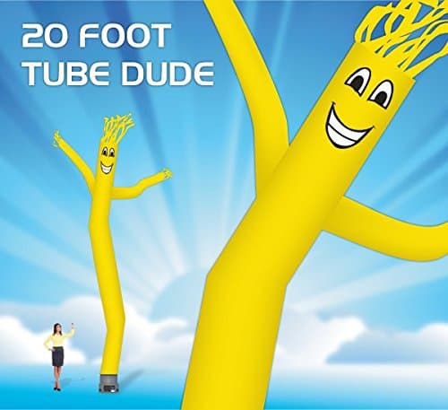20 Foot Fly Guy – Inflatable Dancer Tube Man –Fits All 18 inch Fans. Yellow Body with Yellow Arms - Fabric Only