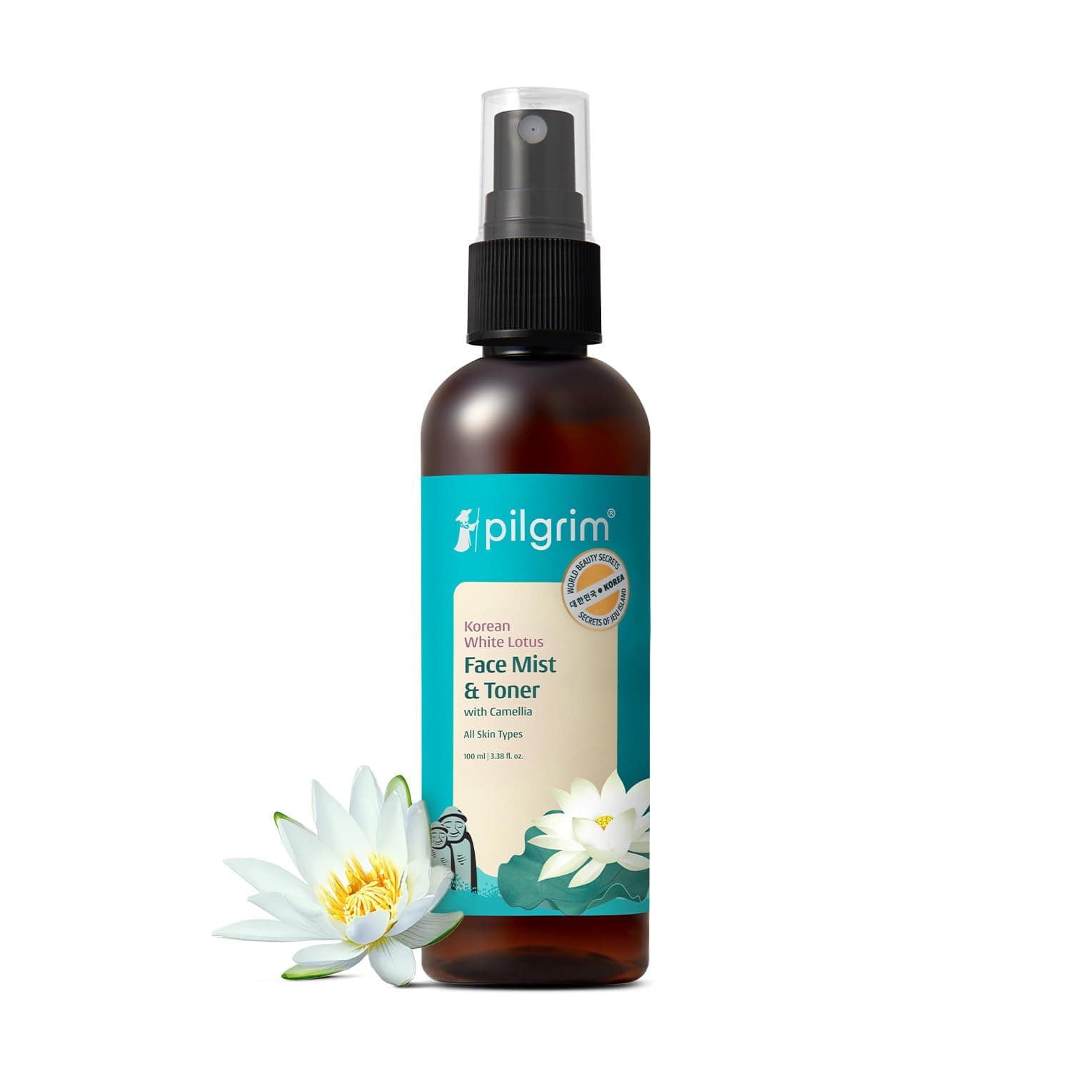 Pilgrim White Lotus Face Mist & Toner | Hydrating & Revitalizing Skin with Witch Hazel & Camellia | Refreshes, Soothes & Restores | All Skin Types | 3.38 Fl Oz (100ml)