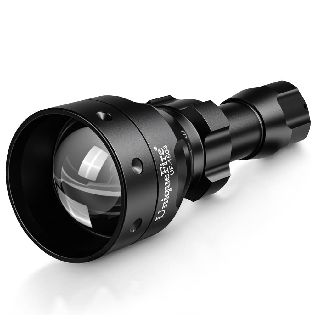 UniqueFire 1503 850nm IR Illuminator Flashlight Lights for Night Vision 50MM Lens Zoomable Infrared Spotlight with 3 Modes Memory IR Flashlight Coyote Night Fishing IR Light