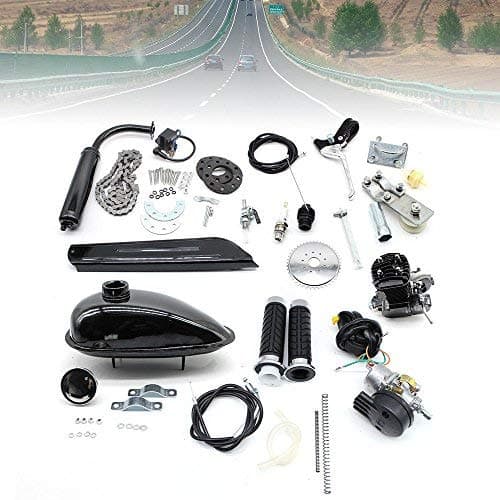 80CC 2-Stroke Motor Engine set Petrol Gas Engine Bicycle Bike Motor Kit Fit Motorised Bicycle Motorized Push Bike DIY Air Cooling Black 14MM
