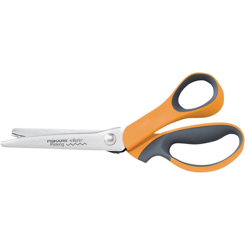 Fiskars softgrip pinking shears (8), 8 inch, steel and orange