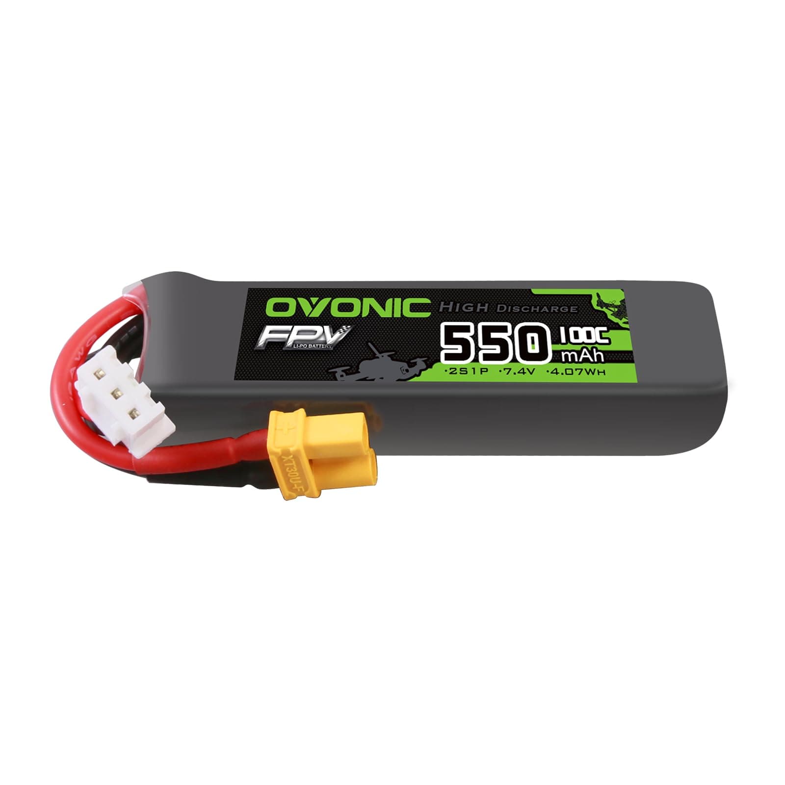 7.4V 100C 550mAh 2S Lipo Battery with XT30 Plug