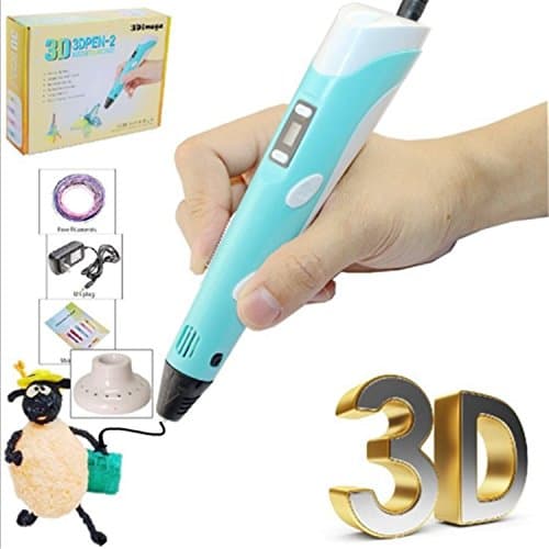 3D Printing Pen, Draw in 3D! LCD Screen, Perfect for kids and artists of all ages! Safe, easy, and fun! Great for Beginners! Great for gifts! Create prototypes in minutes! (Blue)